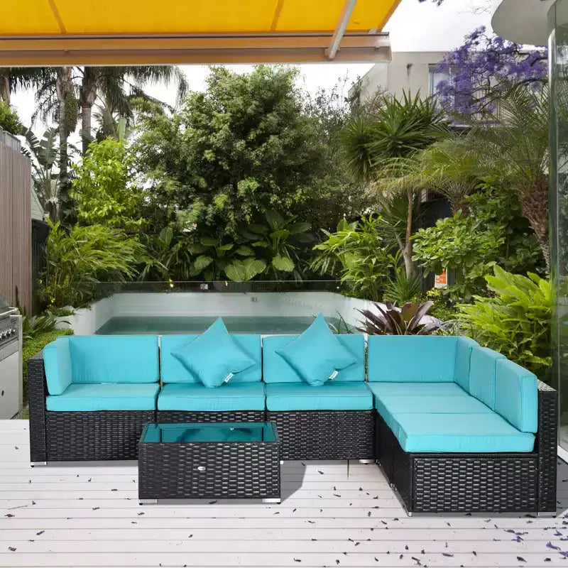 Outsunny Set di Mobili da Esterno a 7 Pezzi per Patio in Rattan Moderno, Perfetto per Giardino, Terrazza e Cortile