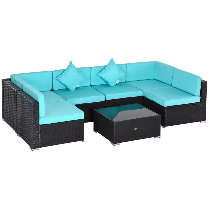 Outsunny Set di Mobili da Esterno a 7 Pezzi per Patio in Rattan Moderno, Perfetto per Giardino, Terrazza e Cortile