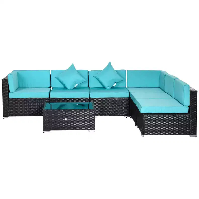 Outsunny Set di Mobili da Esterno a 7 Pezzi per Patio in Rattan Moderno, Perfetto per Giardino, Terrazza e Cortile