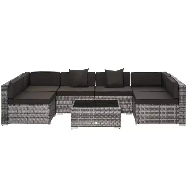 Outsunny Set di Mobili da Esterno a 7 Pezzi per Patio in Rattan Moderno, Perfetto per Giardino, Terrazza e Cortile