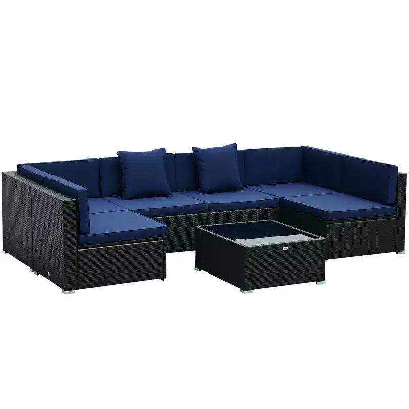 Outsunny Set di Mobili da Esterno a 7 Pezzi per Patio in Rattan Moderno, Perfetto per Giardino, Terrazza e Cortile