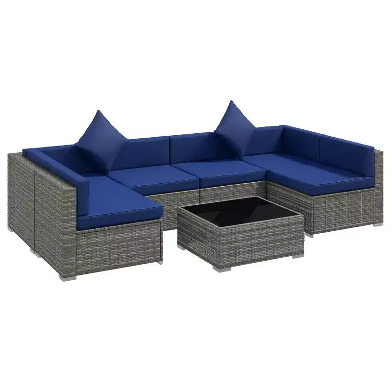 Outsunny Set di Mobili da Esterno a 7 Pezzi per Patio in Rattan Moderno, Perfetto per Giardino, Terrazza e Cortile