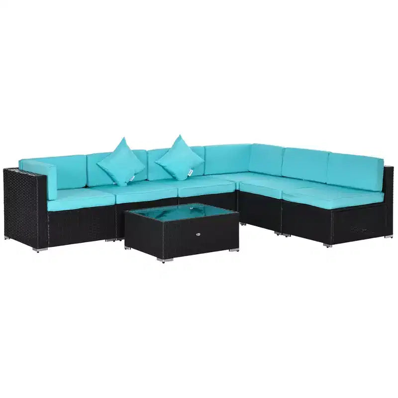 Outsunny Set di Mobili da Esterno a 7 Pezzi per Patio in Rattan Moderno, Perfetto per Giardino, Terrazza e Cortile