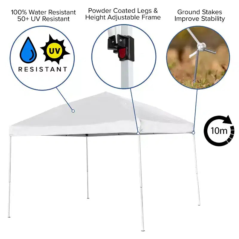 Set da tenda portatile Flash Furniture per portellone/eventi - Tenda a baldacchino a comparsa 10'x10', tavolo pieghevole a due ante da 6 piedi, set di 4 sedie pieghevoli