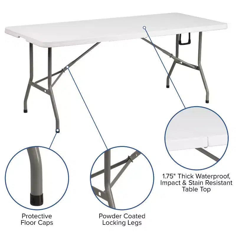 Set Tenda Portatile per Tailgate/Eventi Flash Furniture - Tenda con tettoia a scomparsa 2,4x2,4 m, Tavolo pieghevole a metà 1,8 m, Set di 4 sedie pieghevoli