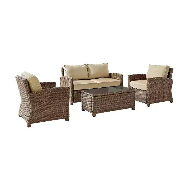 Set conversazione da esterno in vimini Bradenton 4 pezzi - Crosley