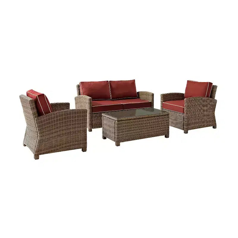 Set conversazione da esterno in vimini Bradenton 4 pezzi - Crosley