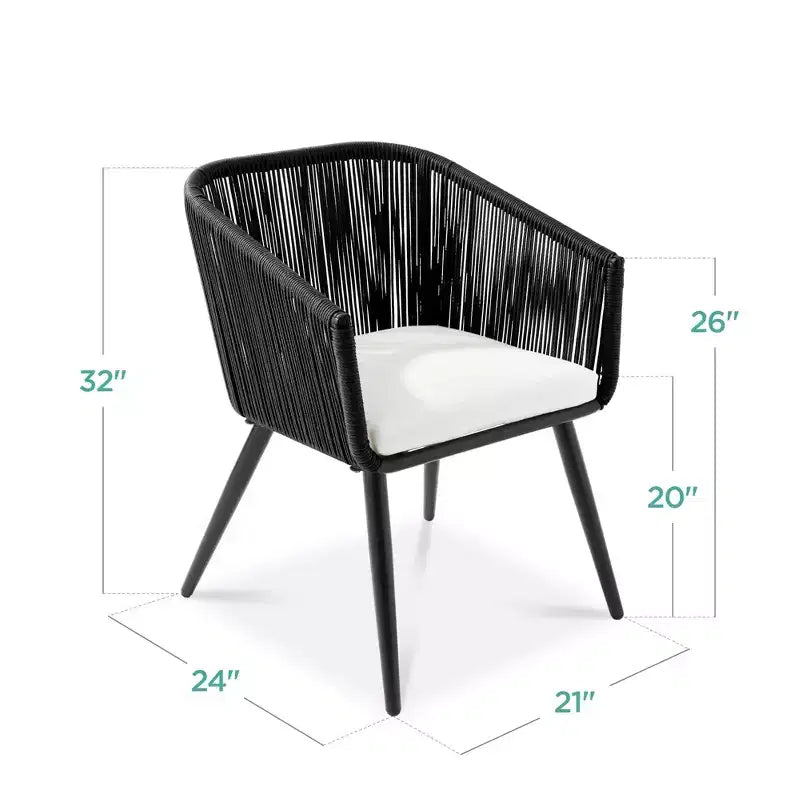 Best Choice Products, set di 2 sedie da pranzo per patio da esterno in vimini intrecciato, portata 113 kg