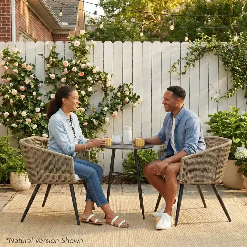 Best Choice Products, set di 2 sedie da pranzo per patio da esterno in vimini intrecciato, portata 113 kg