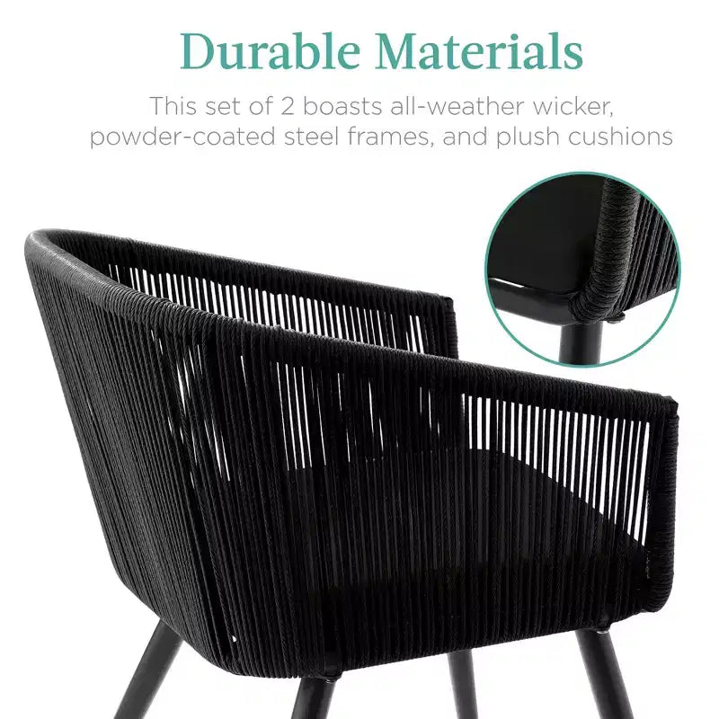 Best Choice Products, set di 2 sedie da pranzo per patio da esterno in vimini intrecciato, portata 113 kg
