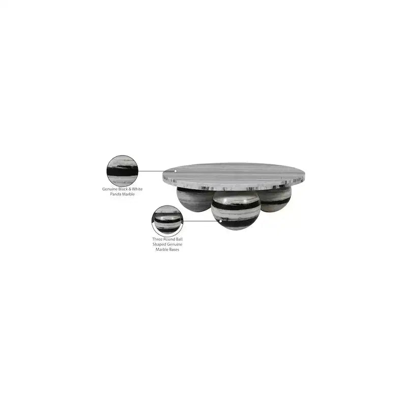 Tavolino rotondo in marmo con gambe a sfera, multicolore, 4 posti