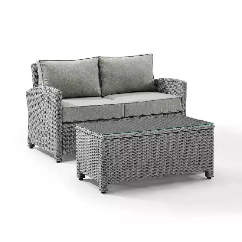 Divano e tavolino da caffè in vimini per esterni Bradenton - Crosley
