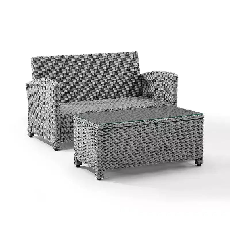 Divano e tavolino da caffè in vimini per esterni Bradenton - Crosley