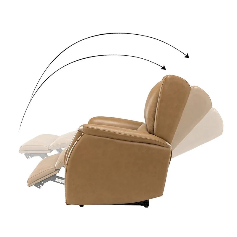 Poltrona reclinabile elettrica Eduardo in vera pelle con porta USB, set da 2