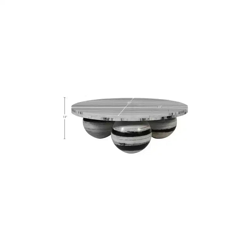 Tavolino rotondo in marmo con gambe a sfera, multicolore, 4 posti