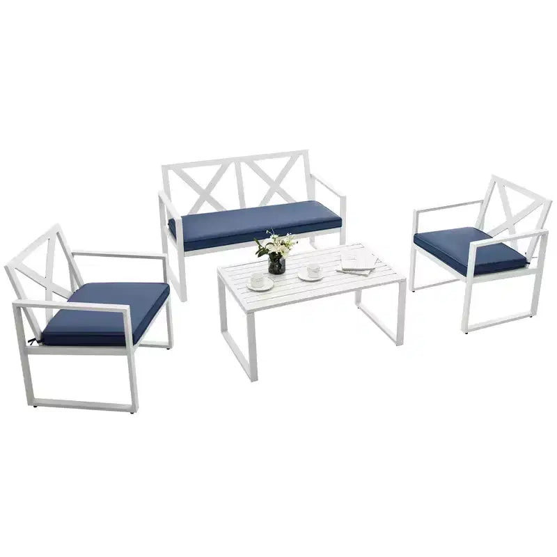 Costway Set Divano da Giardino 4 Pezzi con Braccioli e Cuscini