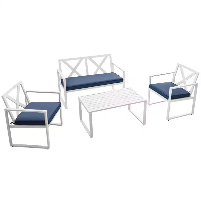 Costway Set Divano da Giardino 4 Pezzi con Braccioli e Cuscini