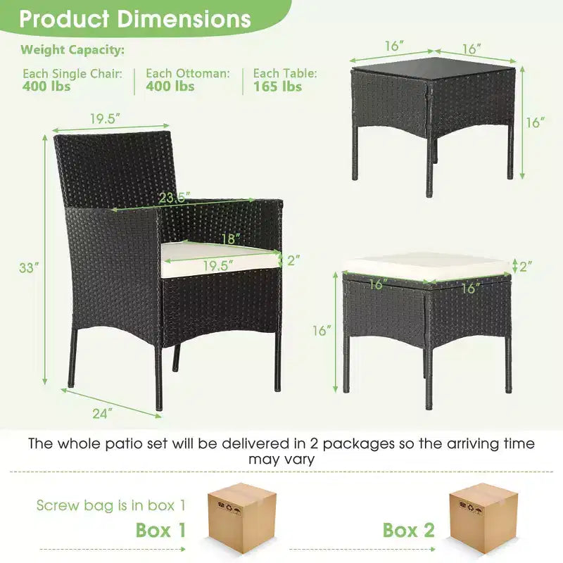 Costway Set Arredo Giardino 8 Pezzi in Rattan Divani Pouf Tavolo Imbottito Combinazione Libera