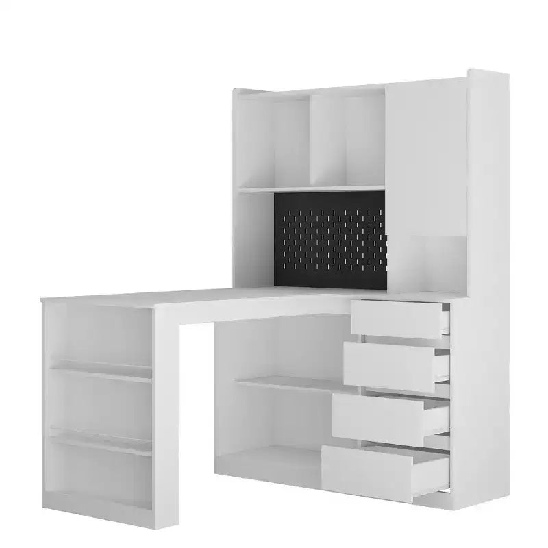 Scrivania angolare a L da 46 pollici con libreria e cassetti