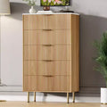 Cassettiera a 5 cassetti Bianca / Marmo e Legno – Pannello scanalato, per 1 persona