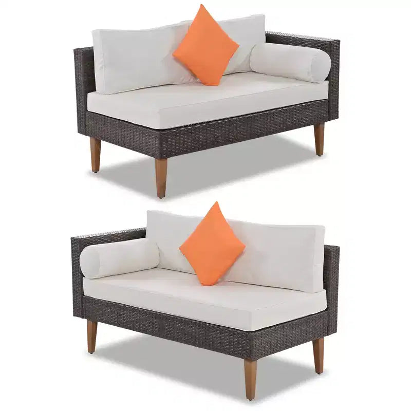 Set Divani da Esterno in Rattan 4 Pezzi, Divano Angolare da Patio con Cuscini Colorati - ModernLuxe