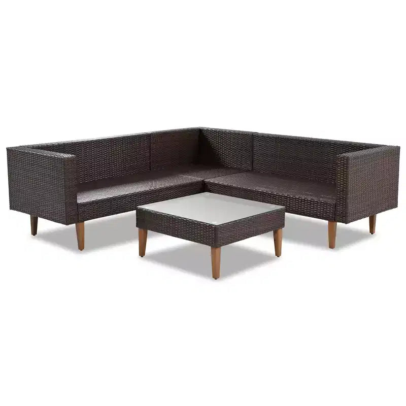 Set Divani da Esterno in Rattan 4 Pezzi, Divano Angolare da Patio con Cuscini Colorati - ModernLuxe