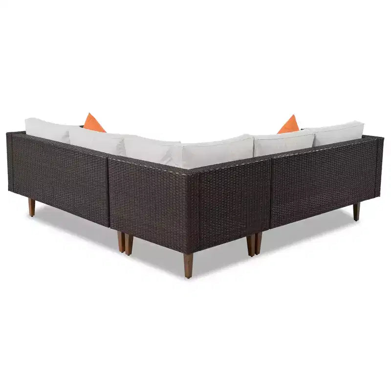 Set Divani da Esterno in Rattan 4 Pezzi, Divano Angolare da Patio con Cuscini Colorati - ModernLuxe
