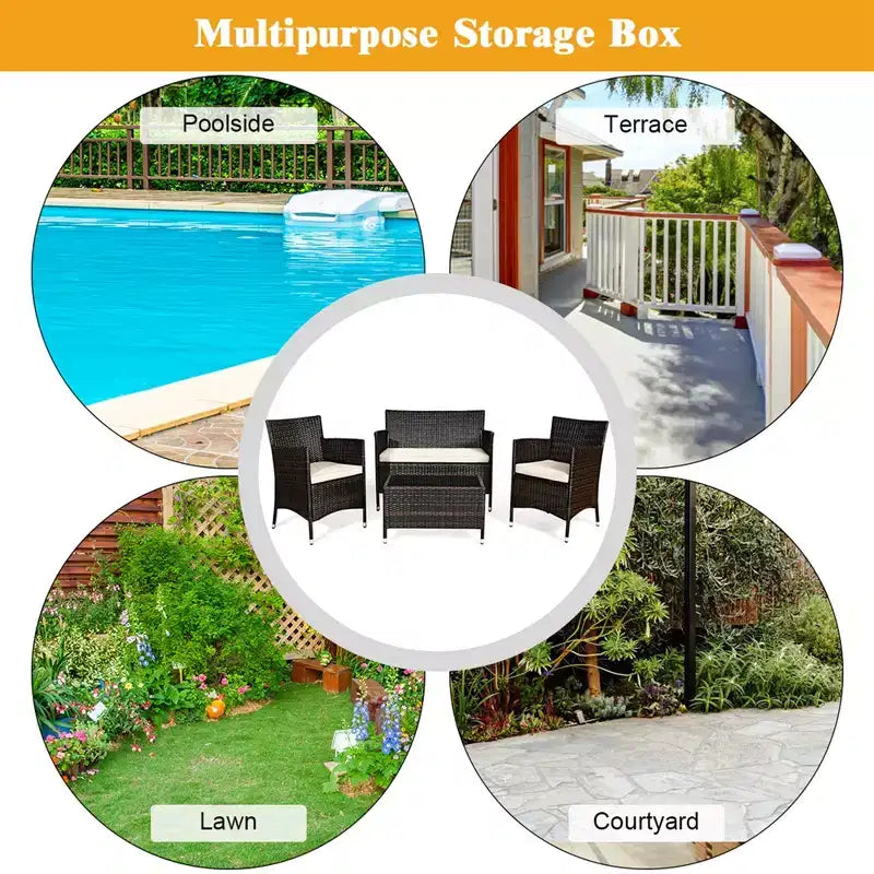 Costway Set di mobili da giardino in vimini da 8 pezzi Divano poltrona con cuscini marroni e rossi