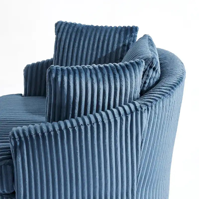 Pultruna Barrel li Tdur, Oversized 43 W, b’Corduroy Plush u Armrests Imdaħħlin