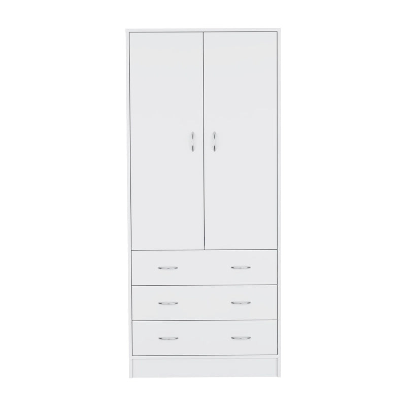 19 moderne kledingkast met twee deuren, 3 laden en 1 kledingroede voor de slaapkamer