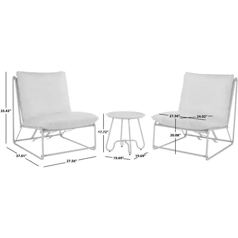 Set da patio Archie 3 pezzi - Interno/Esterno - PAT9047 - Bianco/Beige - Safavieh