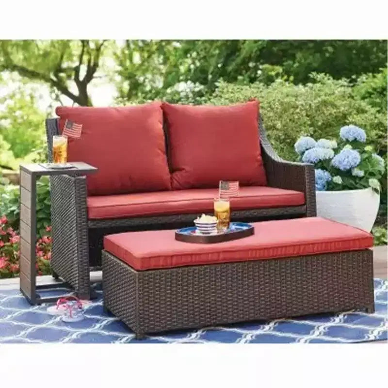 Set da salotto da esterno 3 pezzi Redington All-Weather Four Seasons Courtyard, rosso
