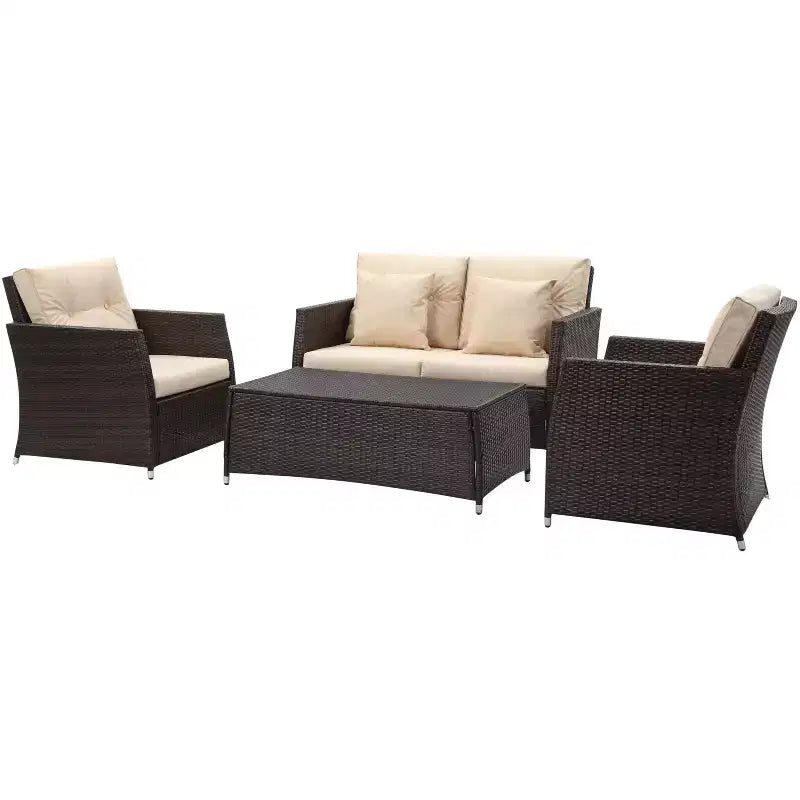 Set da salotto Parry 4 pezzi - Interno/Esterno - PAT2514 - Marrone/Beige - Safavieh