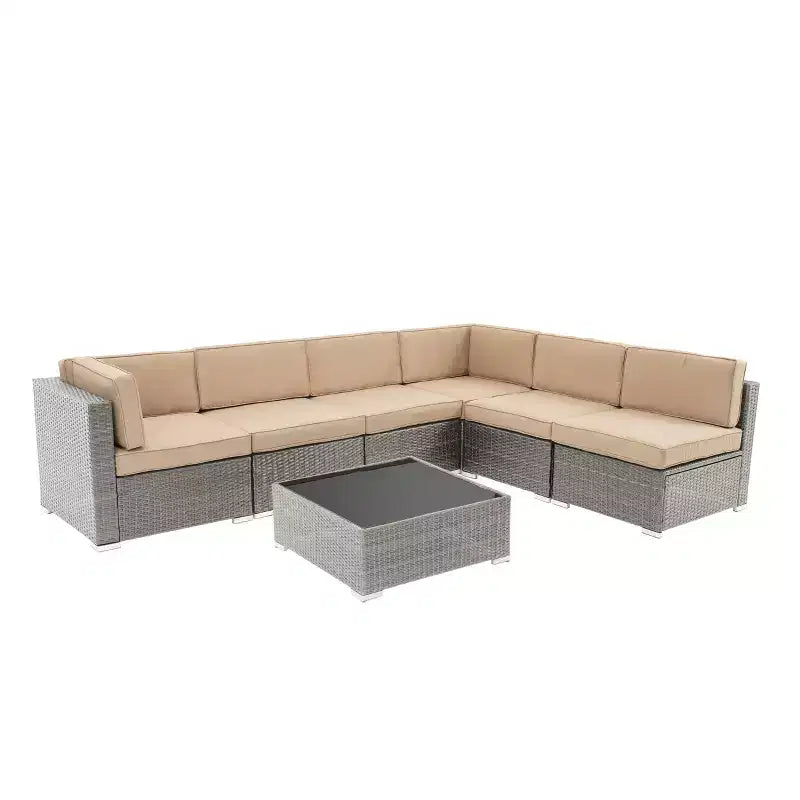 Set da conversazione da esterno in vimini GODEER 7 pezzi