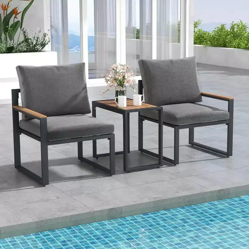 Costway Set Mobili da Giardino 3 Pezzi con Morbidi Cuscini Telaio in Alluminio Resistente alle Intemperie per Esterni