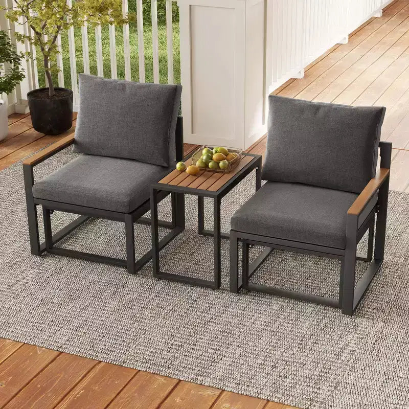 Costway Set Mobili da Giardino 3 Pezzi con Morbidi Cuscini Telaio in Alluminio Resistente alle Intemperie per Esterni