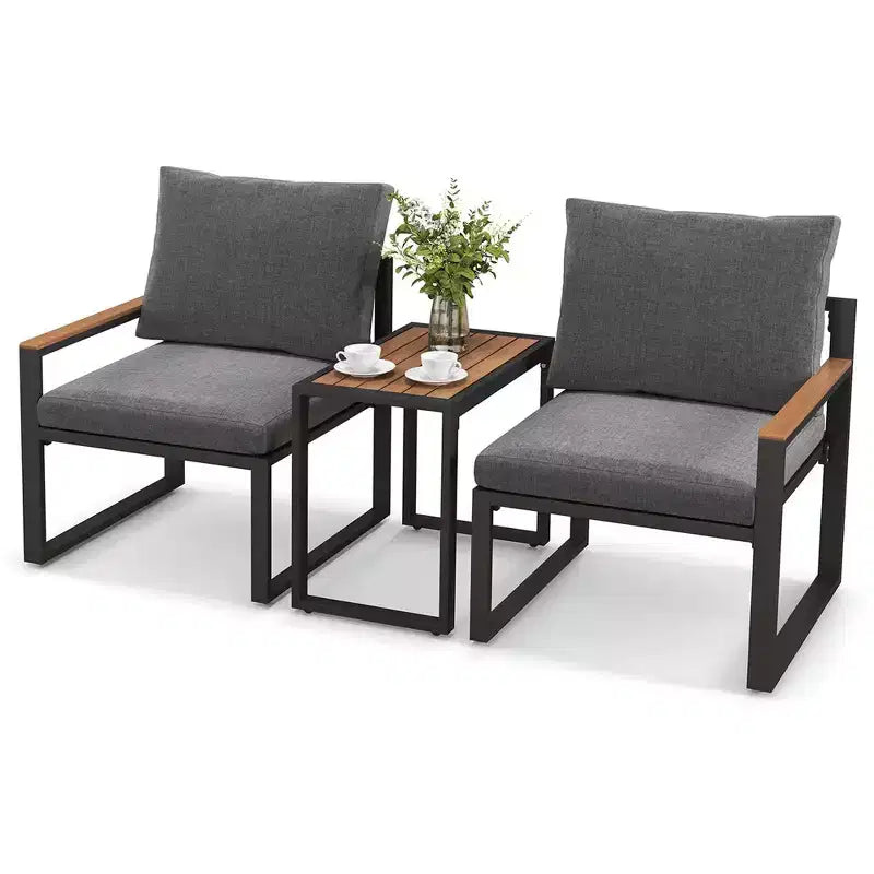 Costway Set Mobili da Giardino 3 Pezzi con Morbidi Cuscini Telaio in Alluminio Resistente alle Intemperie per Esterni