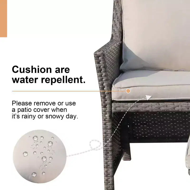 Sunsitt Set 2 Pezzi da Esterno in Vimini con Divanetto e Tavolino da Caffè con Contenitore Integrato