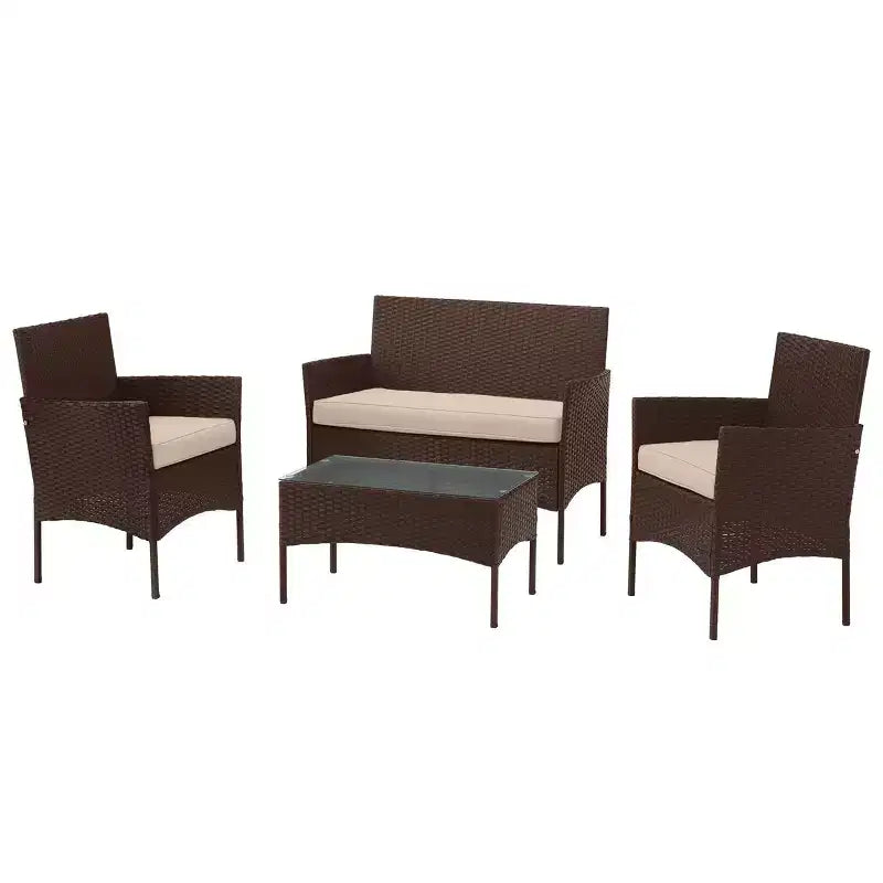 Set di mobili da giardino in rattan Pure Garden 4 pezzi