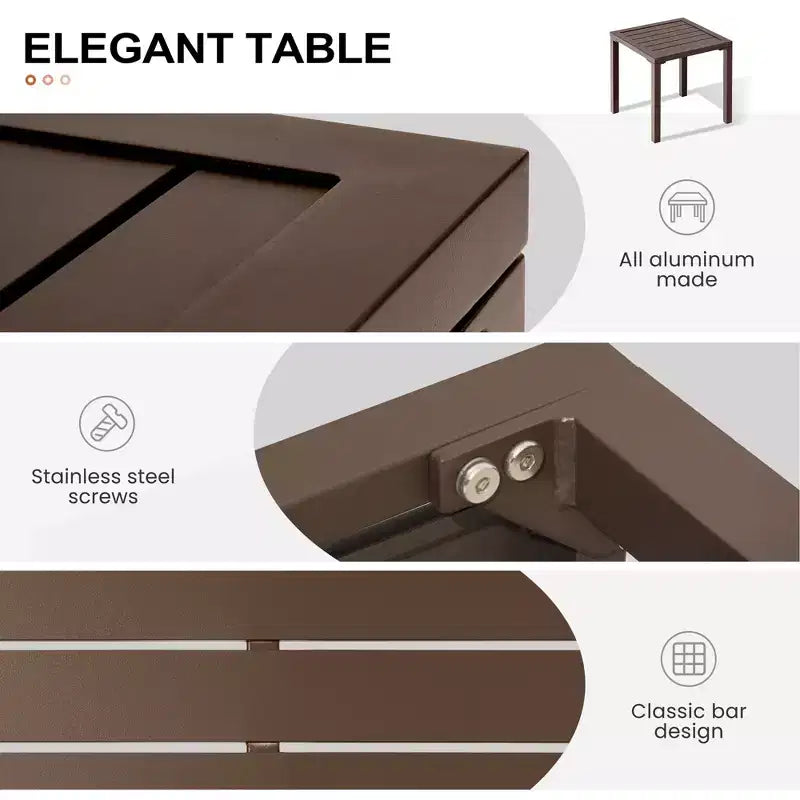 Set di 3 sedie a sdraio da esterno con telaio in metallo e tavolino Crestlive Products