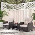 Costway 5 PCS Patio Conversation Set with 2 Chairs 2 Ottomans & 1 Coffee Table for Backyard Beige
