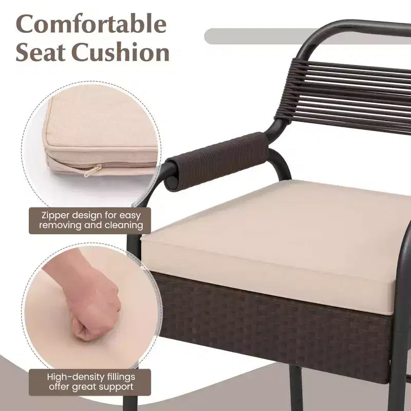 Costway Set da Bar da Esterno a 5 Pezzi, Set Bancone in Rattan con Sedili Imbottiti