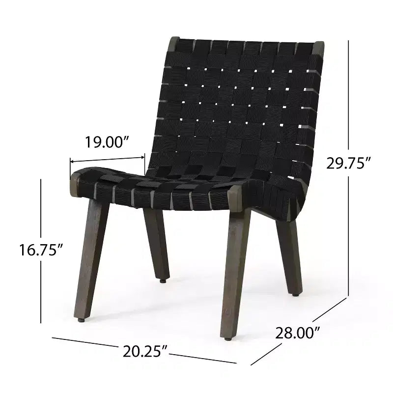 GDFStudio Ocilla Set da conversazione da esterno in legno di acacia e corda intrecciata, 3 pezzi, nero/grigio