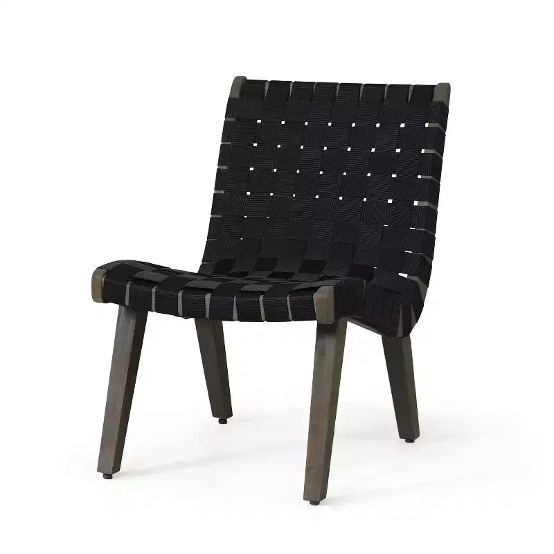 GDFStudio Ocilla Set da conversazione da esterno in legno di acacia e corda intrecciata, 3 pezzi, nero/grigio