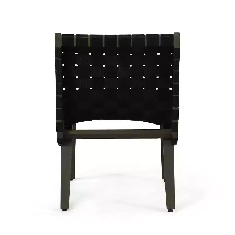 GDFStudio Ocilla Set da conversazione da esterno in legno di acacia e corda intrecciata, 3 pezzi, nero/grigio
