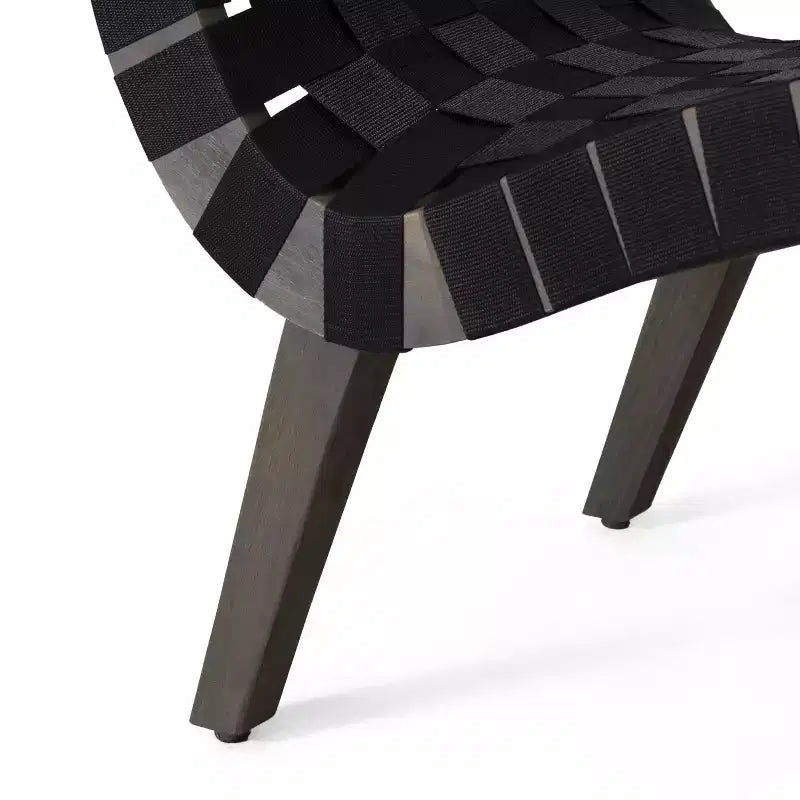 GDFStudio Ocilla Set da conversazione da esterno in legno di acacia e corda intrecciata, 3 pezzi, nero/grigio