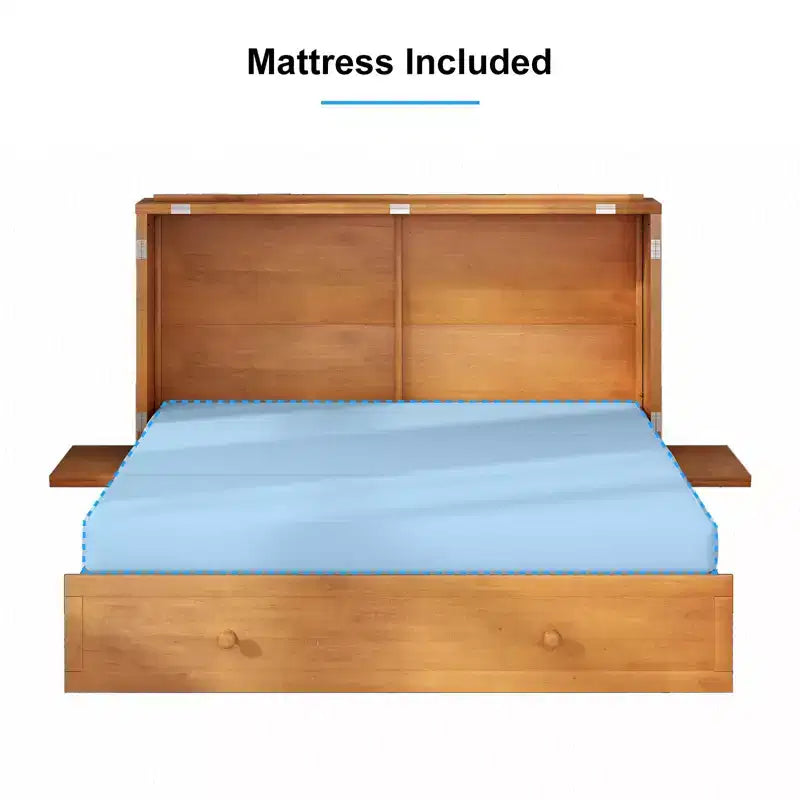 Letto a scomparsa queen Mjkone, letto a cubo con armadio contenitore, stazione di ricarica e spazio portaoggetti