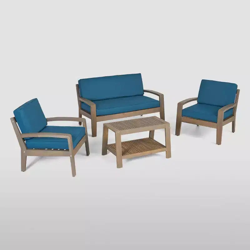 Set da conversazione da patio 4 pezzi Grenada in acacia - Christopher Knight Home