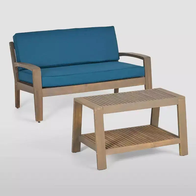 Set da conversazione da patio 4 pezzi Grenada in acacia - Christopher Knight Home