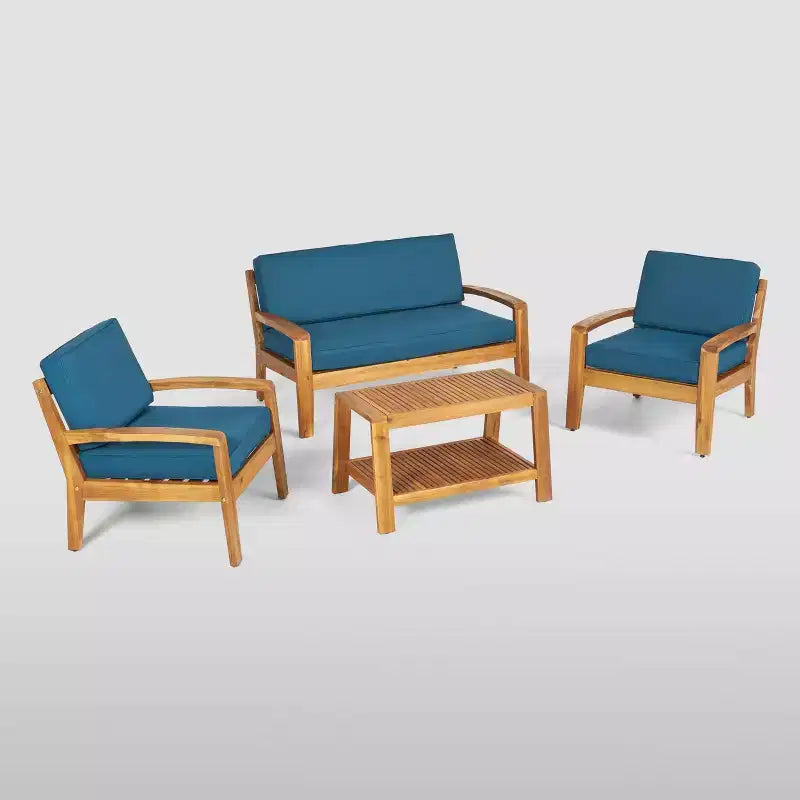 Set da conversazione da patio 4 pezzi Grenada in acacia - Christopher Knight Home
